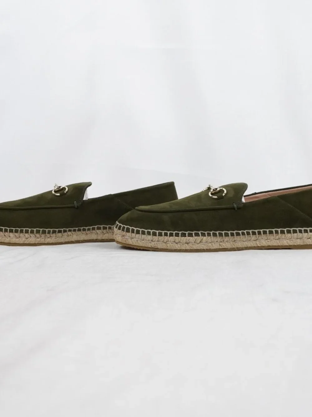 Gucci Suede Horsebit Espadrilles Flats In Lucious Green - Women's US Size 9